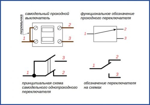 Схема сборки самодельного проходного выключателя